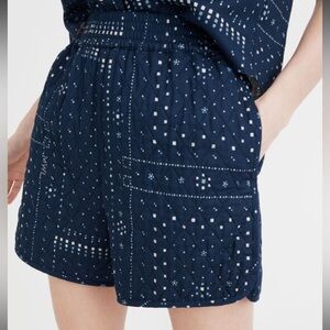 Madewell Quilted 100% Cotton Navy Blue Bandana Patterned Women's Shorts